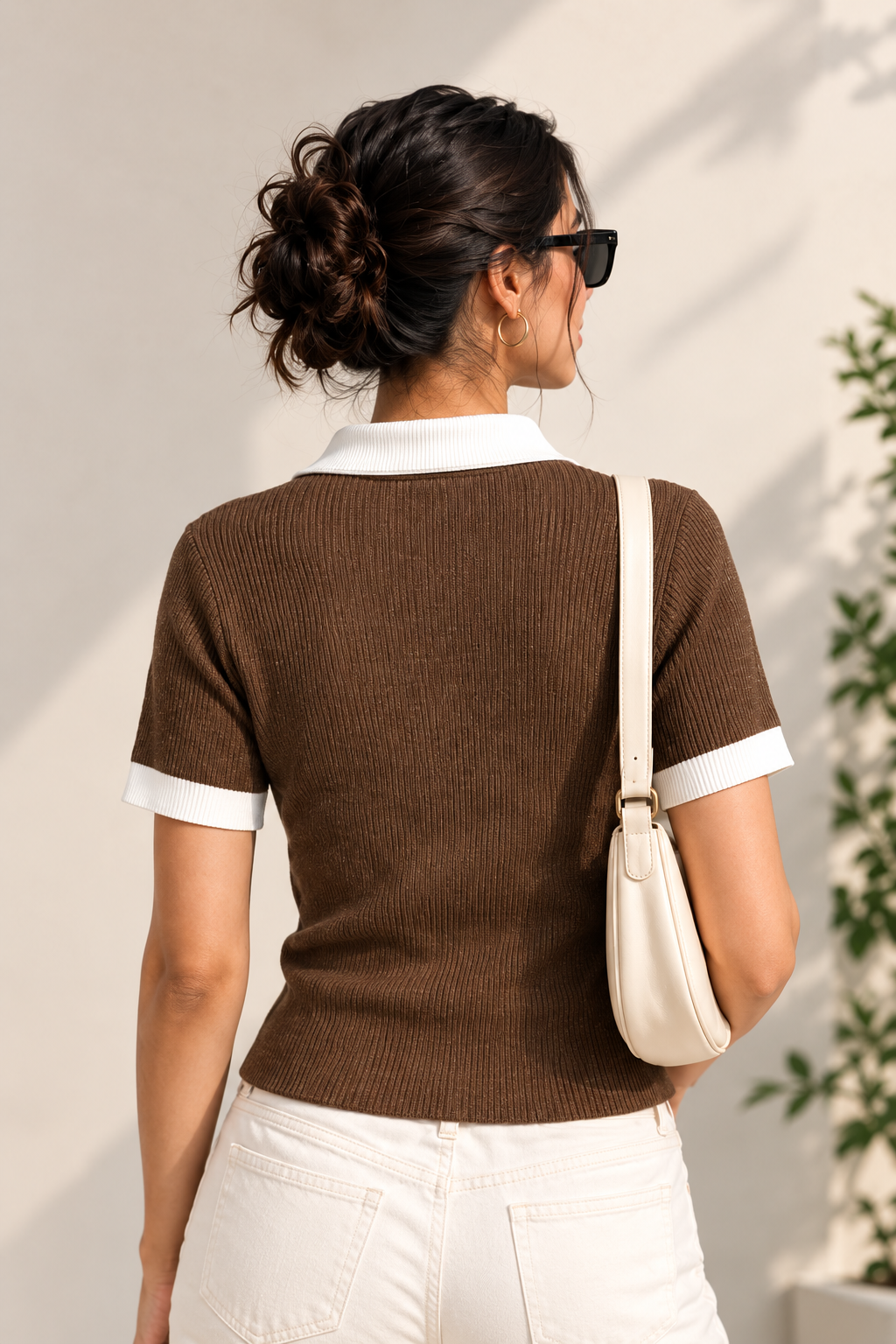 The Signature Contrast Polo - Brown and White