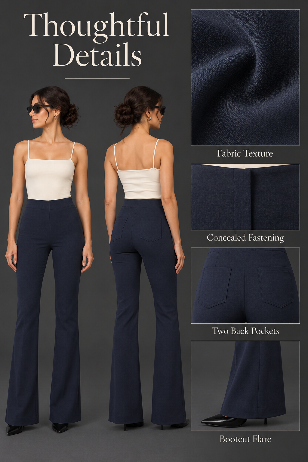 Bootcut Trousers — Navy