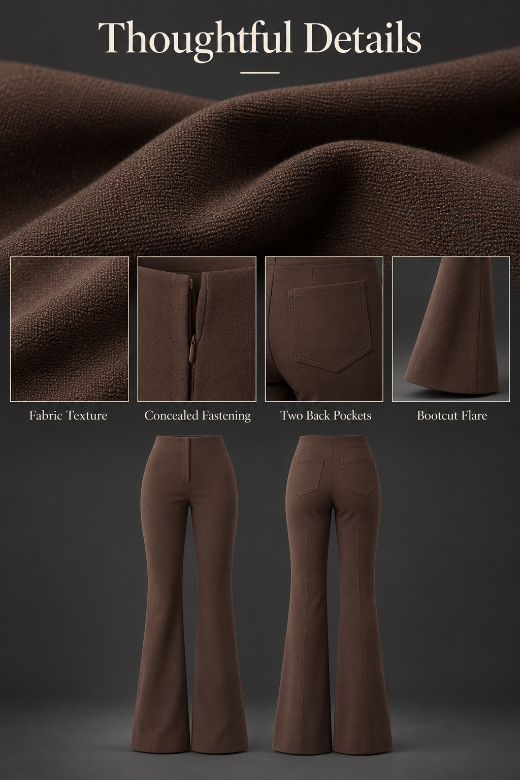 Bootcut Trousers — Chocolate Brown