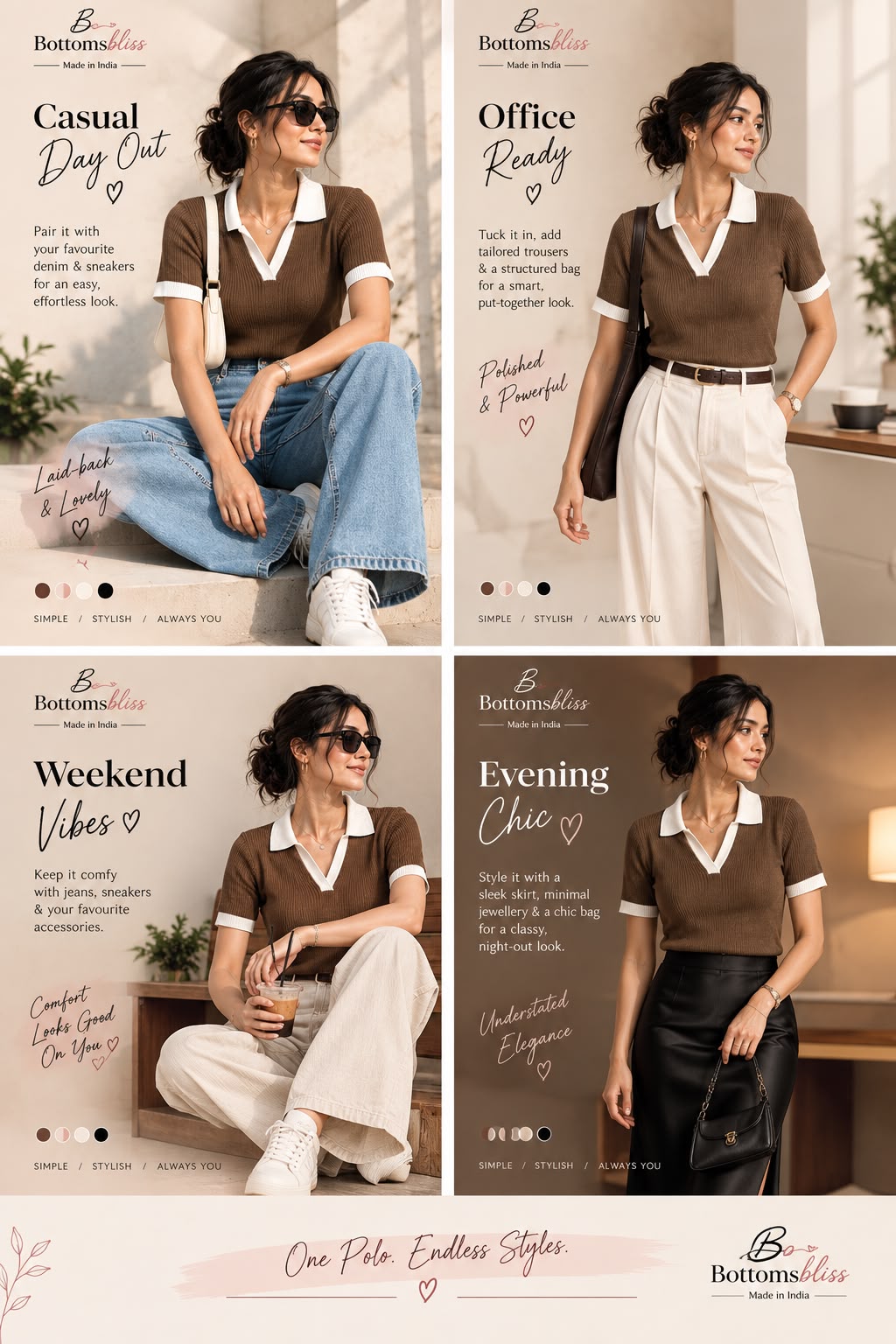 The Signature Contrast Polo - Brown and White